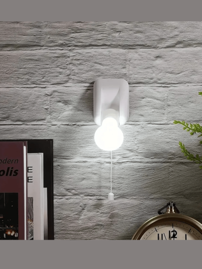 1pc Portable White Mini Pull-String Light, Self-Adhesive Pull Cord Camping Wall Lamp Easy-To-Install Self-Adhesive LED Camping Light Ideal For Christmas Promotions, Holiday Gifts, Christmas Eve, Cabinet Lighting, And Portable Illumination In Rooms, Kitchens, And Bathrooms.