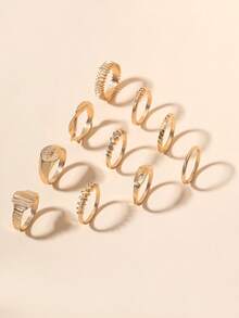 Set di 10 anelli alla moda con strass a forma di stella per donne, stile bohémien, adatti per uso quotidiano, Ognissanti, San Valentino, compleanni e altre occasioni, possono essere usati come regali - Multicolore - Visualizzare 4