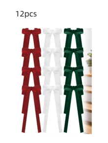 12/24/48 szt. Aksamitne kokardy świąteczne w stylu vintage do dekoracji choinki, rustykalne rękodzieło i prezenty, klasyczne kokardy z poliestrowej wstążki na Boże Narodzenie, Walentynki, ślub, urodziny, święta, dekoracje do domu i na wesele