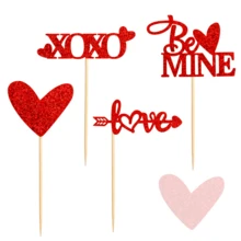 情人节纸杯蛋糕装饰 - 箭头爱心蛋糕插牌，情人节快乐蛋糕装饰签，适用于情侣周年纪念派对生日蛋糕装饰 - 純色 - 查看 8