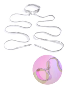 1 Pair Sexy Crisscross Leg Chain Garter, Sweet Lolita Style Leg Accessory For Women Rave Leg Wraps Women Festival Dancing Shiny Metallic Leg Wraps With O-Ring