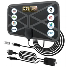 2025 Indoor HDTV Digital Antenna With Signal Amplifier - 240 Mile Long Range Reception - Supports SD, HD, Full HD - Includes 10ft Coaxial Cable - Black - View 1