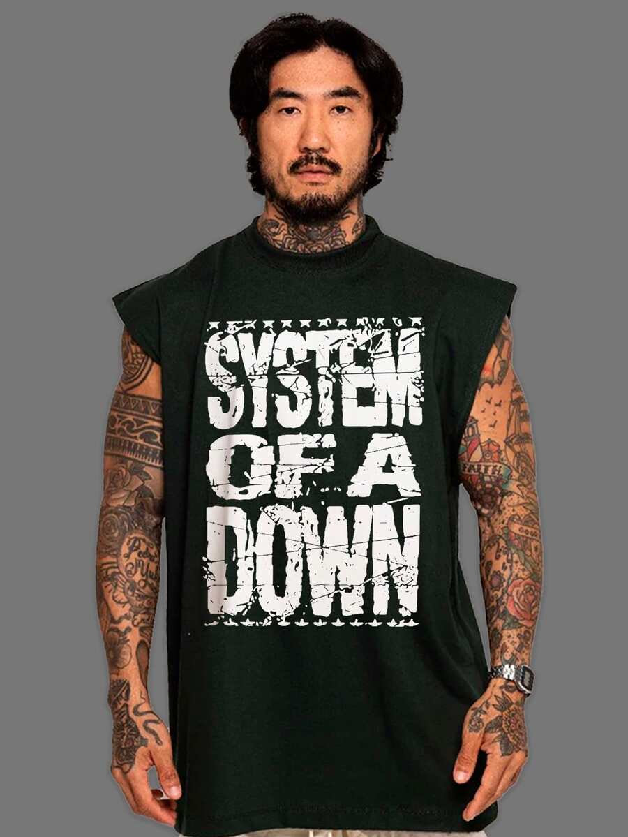 Macho System Of A Down Oversized Tank Top Exclusive Art Rock And Roll - 黑色 - 查看 1