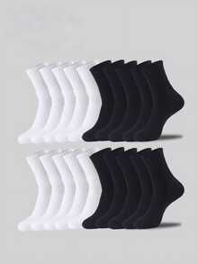 10/5 أزواج من الجوارب متوسطة الطول ذات اللون الأحادي للرجال والنساء، مريحة وقابلة للتنفس، مناسبة للارتداء اليومي والرياضة، قابلة للارتداء في جميع الفصول.
