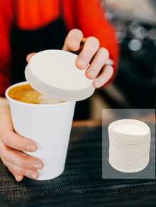 50 Stücke weiße Papierbecher Deckel - Strapazierfähig, stapelbar Reisebecher Abdeckungen, staubdichte Deckel - für Kaffee, Tee und Saftbecher, geeignet für Partys, Picknicks, Cafés, Gastronomie, Reisen und Veranstaltungen