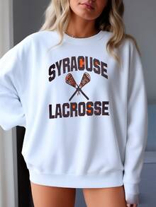 Vintage Sportswear Ncaa Syracuse Lacrosse Syracuse University Spellout Crewneck Sweatshirtgy Style S Size Sweatshirt - 白色 - 查看 2