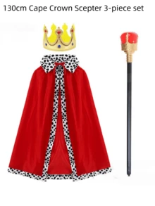 1 Set Christmas King Cloak, Holiday Party Costume Shawl, Christmas Red Role Play Cloak Cape - Multicolor - View 8