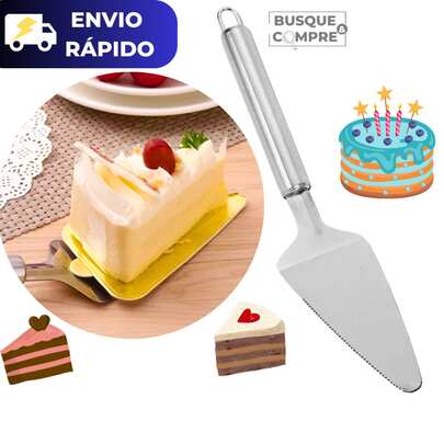 Espatula para Cortar Bolo Torta Pães Pão com Serra em Aço Inox Multiuso Universal Resistente 27cm