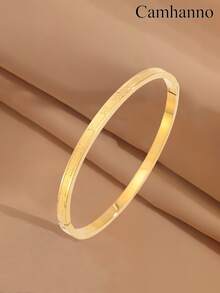 Camhanno 12/1件套华丽金色不锈钢多款式手链组合，心形罗马图案和其他设计时尚叠戴轻奢风格珠宝， - 彩色 - 查看 27