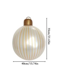 1 pezzo Palla di Natale gonfiabile gigante - Decorazione natalizia in PVC a prova di perdite con disegno di pupazzo di neve e renna, motivo a righe rosse e bianche, adatta per uso interno/esterno, appendibile a parete o albero, decorazioni per feste natalizie, decorazioni natalizie, ornamenti natalizi