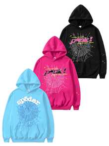 Hip Hop Spider Hoodie For Men Halloween Clothes Long Sleeve Street Wear Top For Both Men And Women Oversized Hoodies - Màu xanh lam - Xem 2