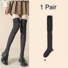 1/3/5 Pairs Women'S Warm Thick Calf Socks - Slim Fit, Solid Color With Side Stripes, Machine Washable, Perfect For Autumn & Winter Boots, Casual & Stylish Design, Winter Socks | Slim Fit Socks | Texture - Over-the-knee Socks - View 13