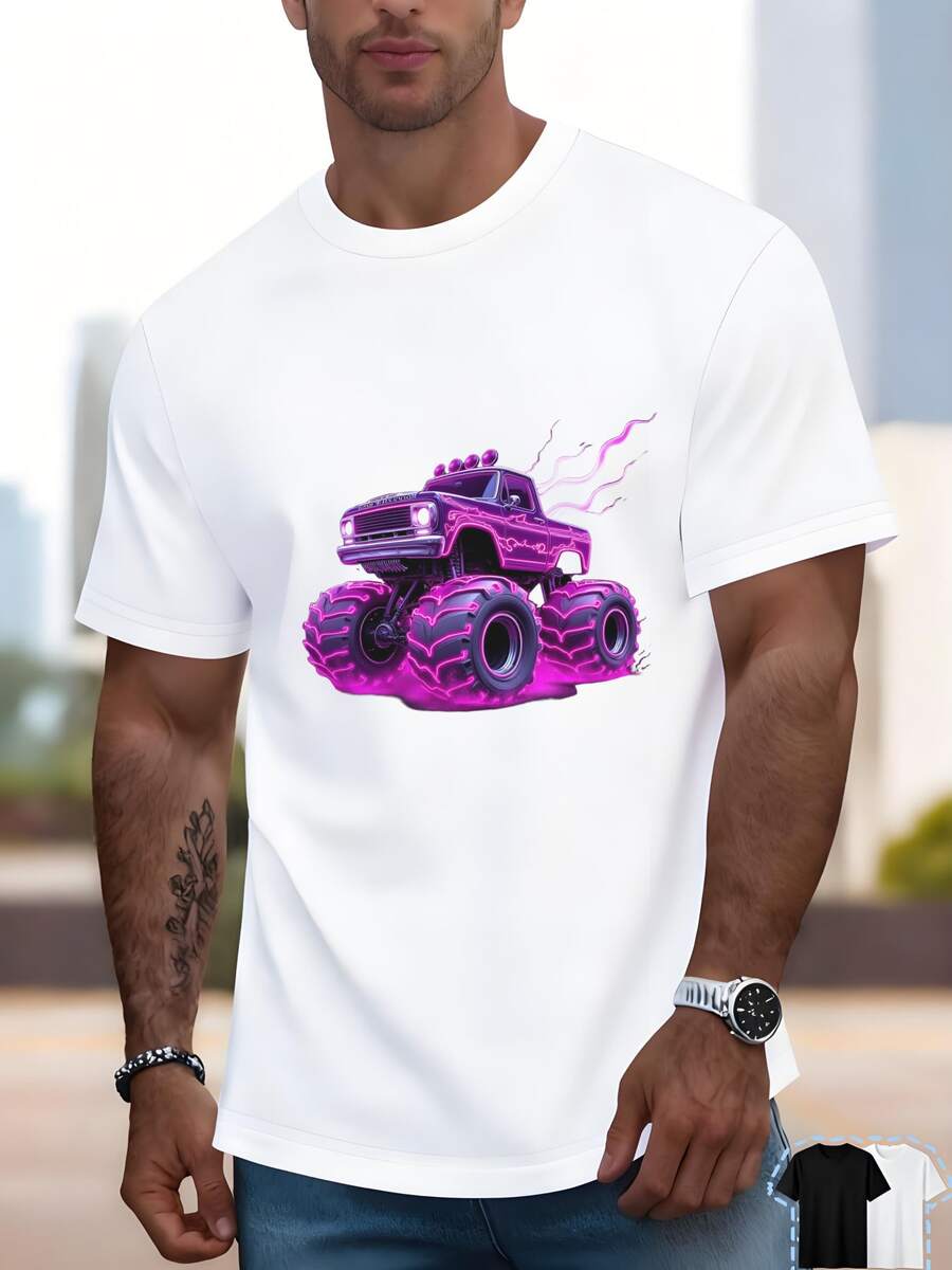 Camiseta de Hombre% Algodón Camiseta de Hombre de Algodón Puro Impresa de Manga Corta de Alta Calidad Duradera para el Trabajo Diario Refrescante - Blanco - Ver 1