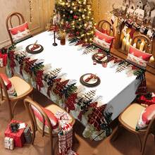 1 件，涤纶桌布，圣诞快乐桌布，圣诞树桌布，圣诞节氛围桌旗，节日桌面装饰布桌布，家居装饰，圣诞装饰，礼物