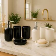 Lavabo Kit Ceramic Bathroom Set 2 Or 3 Pieces - 4 miếng màu trắng trơn - Xem 1