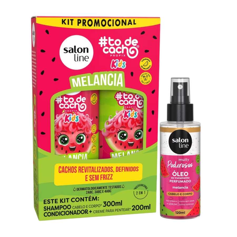 Melancia Kit com Shampoo, Condicionador e Óleo Perfumado 120ml - Limpeza e Brilho - Multicolorido - Visão 1