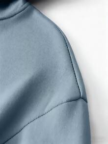 Men's Casual Fashionable Versatile Daily Commute Simple Slogan Print Kangaroo Pocket Drawstring Hoodie, Autumn/Winter - Baby Blue - View 4