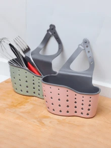 可调节厨房水槽收纳篮 - 水槽沥水架，节省空间的悬挂式碗碟沥水架，水槽碗碟晾干架，多功能悬挂式沥水架，可伸缩碗碟晾干架，塑料水槽置物架，晾干架，皂海绵架，厨房配件收纳架，可放置海绵、刷子和小物件，易于安装在水龙头上 - 彩色 - 查看 4