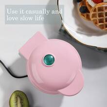 1pc 350W 4-Inch Mini Non-Stick Heart-Shaped Waffle Maker; Breakfast Maker; Available In Pink, Green, Red; EU/US/Brazil Plug Options; 2-Minute Preheating, 3-5 Minute Cooking - Pink - View 7