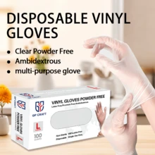 100pcs Black Vinyl Synthetic Gloves, 4 Mil, Latex Free Disposable Gloves For Cooking, Cleaning, And Food Prep Outdoor Food Household Cooking Cleaning Hair Nail Tattoo Salon - Clear - View 9