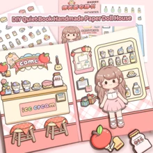 DIY Nail Salon Sticker Toy, Children's Handmade Craft Book, Quiet Cutting Book, Non-Finished Gift, Simulated Nail Salon Scene - Beige - View 12