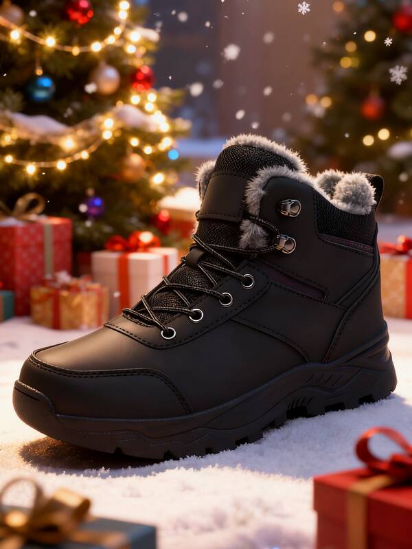 Men's Snow Boots Halloween Christmas Ankle Boots Men's Women's Styles - Warm Plush Lined Outdoor Hiking Boots Hiking Shoes Comfortable Soft Snow Sneakers Travel Boots Ideal For Winter Exploration Mountaineering Camping