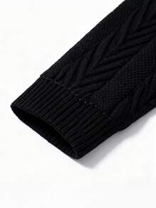 Men's Old Money Style Black Sweater - Textured Crochet Top & Classic Sweater For Men