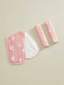 [Oeko-Tex] Juego de funda para el manillar y almohadilla para el hombro del cochecito de bebé, estampado floral sobre fondo rosa, suave y cómodo, apto para uso diario al aire libre, todo el año - Multicolor - Ver 6