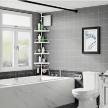 1PC Floor-Standing Storage Rack, Expandable Bathroom Corner Storage And Organizer, Triangular Shower Bed, Bathroom Miscellaneous Stand, Suitable For Kitchen And Bathroom Organizer And Storage, Home Storage And Organization, Bathroom Accessories - 白色 - 查看 6