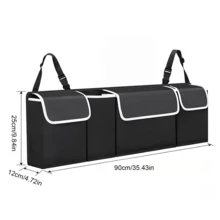 Length 90cm Car Boot Organiser Tidy Back Seat Storage Bag Hanging Pocket Accessories Large - Black - View 3