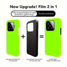 Neon Green Color Double-Layer Protective Mobile Phone Case - Sturdy, Durable And Shockproof, Suitable For Xiaomi 15 14 13 12 11 10 Pro Ultra 10S Civi4Pro Civi3 It Is  Gift For Your Boyfriend/Girlfriend Or Family Members-For-Your-New- - 1PC - 查看 9