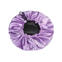 Adjustable Double-Sided Satin Sleeping Cap Anti-Frizz Protects And Aligns Hair - 紫丁香色 - 查看 1