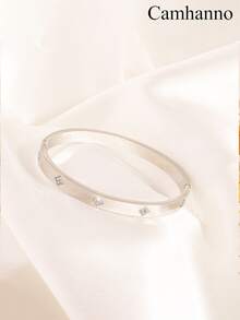 Camhanno 12/1件套华丽金色不锈钢多款式手链组合，心形罗马图案和其他设计时尚叠戴轻奢风格珠宝， - 彩色 - 查看 22