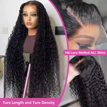 Perucas de Renda Frontal com Cabelo Misturado Ondulado Natural de 200% de Densidade, Onda Profunda 13x4 Perucas de Renda Frontal com Cabelo Misturado para Uso Diário, Perucas de Renda Frontal Encaracoladas Jerry de 8-34 Polegadas, Peruca de Renda Ondulada com Linha de Cabelo Natural Pré-Cortada e Pré-Arrancada com Cabelo Bebê