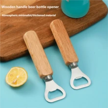 不锈钢开瓶器，调酒师专用木质啤酒开瓶器，苹果酒开瓶器，葡萄酒开瓶器，雕花木柄礼品套装，适用于婚礼、派对、家居、厨房、酒吧和餐厅 - 彩色 - 查看 2