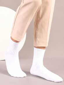 10/5 أزواج من الجوارب متوسطة الطول ذات اللون الأحادي للرجال والنساء، مريحة وقابلة للتنفس، مناسبة للارتداء اليومي والرياضة، قابلة للارتداء في جميع الفصول.