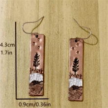 1 对复古波西米亚风格树形图案矩形吊坠耳环，适合女性派对、婚礼、周年纪念礼物 - 古銅色 04 - 查看 4