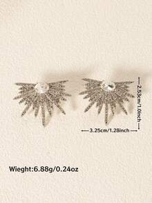 1 对闪耀翼形耳环，镶满水钻，适合女士佩戴，优雅独特的新娘婚礼耳环，轻巧的个性耳环，适合舞会、派对 - 彩色 - 查看 5