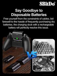 8BitDo 充电底座，兼容游戏手柄，微软官方授权游戏手柄充电站，兼容 Series X/S 手柄，兼容 One 手柄，内置 1100mAh 镍氢充电电池，充电时间 3 小时，带 LED 指示灯，自动关机，黑白配色
