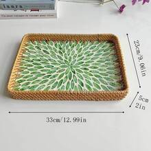 1个/2个水果编织藤托盘，日式方形多功能收纳盒，经久耐用，优雅美观，适合餐厅使用 - 彩色 - 查看 11