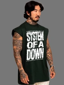 Macho System Of A Down Oversized Tank Top Exclusive Art Rock And Roll - 黑色 - 查看 4