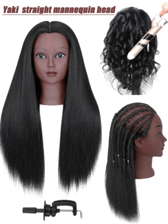 26 Inch Synthetic Hair Mannequin Head, Beauty Salon Practice Dummy Head, Hair Combed Backwards, Suitable For Styling, Braiding And Curling Practice, Ideal Christmas And Halloween Gift