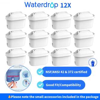 Waterdrop Water Filter Cartridges, Replacement For Bri Ta Maxtra+® Plus, Maxtra Pro® All-In-1, Compatible With  Marella® Jug, Kettle, Reduce PFAS, PFOA/PFOS, TÜV SÜD, NSF Certified (12)