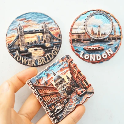 1个英国地标冰箱贴，伦敦风景冰箱贴，英国旅行冰箱贴，彩色家居装饰，英式家居装饰，照片冰箱贴，新年、情人节、生日、圣诞节礼物