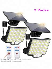 1/2pcs 106LED Split Solar Light Outdoor Waterproof With Motion Sensor Floodlight Remote Control 3 Modes For Patio Garage Backyard