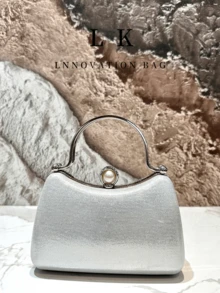 1件套婚礼女士钻石手提包 时尚优雅银色礼服晚宴包 钻石宴会手提包 - 彩色 - 查看 6