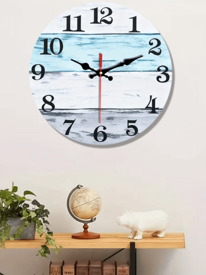 Piece Wooden Wand Clock, Rustic Vintage Country Coastal Worn Blauw Silent Klok Living Room Bedroom, ation, Home Kitchen, Office Halloween ation