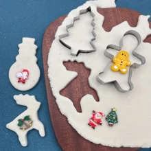 6 PIEZAS/1 SET Moldes para galletas navideñas, moldes de corte de galletas de acero inoxidable con diseños de árboles de Navidad, muñecos de nieve, bastones de caramelo, renos y copos de nieve, herramientas para hornear pasteles y galletas, moldes de cocina para hornear, moldes de galletas navideñas como regalo - Plateado - Ver 5