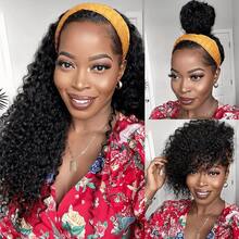 Deep Wave Headband Wigs Short Bob Glueless Put On And Go Wigs Jerry Curly Wigs For Women - 200% Density Deep Curly Headband Wig Full Machine Made Wig Natural Color For Daily Use Exercise Beginner Friendly - Natural Black - View 5