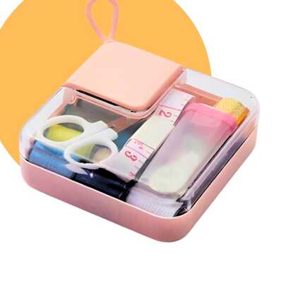 Caixa de costura mini maleta tescidos Fita Métrica Dedal Tesoura Botão Agulha Organizador temático uso diario - NUVEM